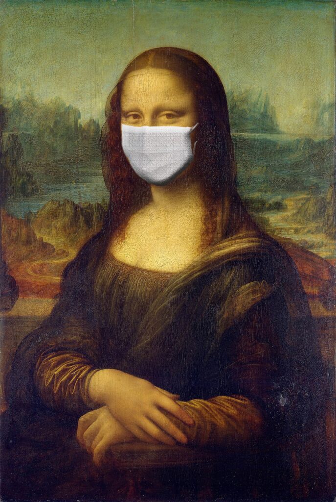 a painting with a mask